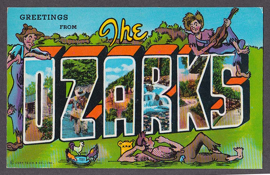 Greetings from The OZARKS large letter postcard 1950s Curt Teich