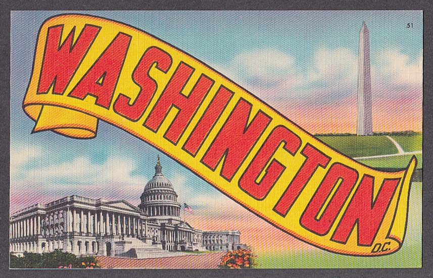 WASHINGTON DC large letter postcard 1940s #51