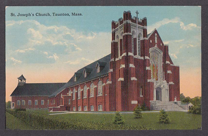 St Joseph's Church Taunton MA postcard 1920s