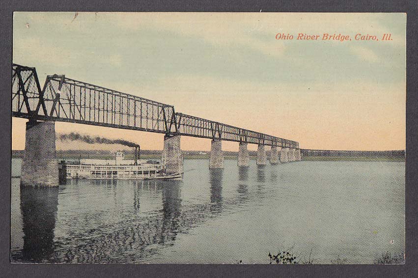 Ohio River Bridge Cairo IL postcard 1910s