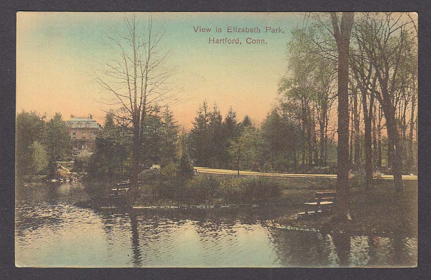 View in Elizabeth Park Hartford CT postcard 1900s