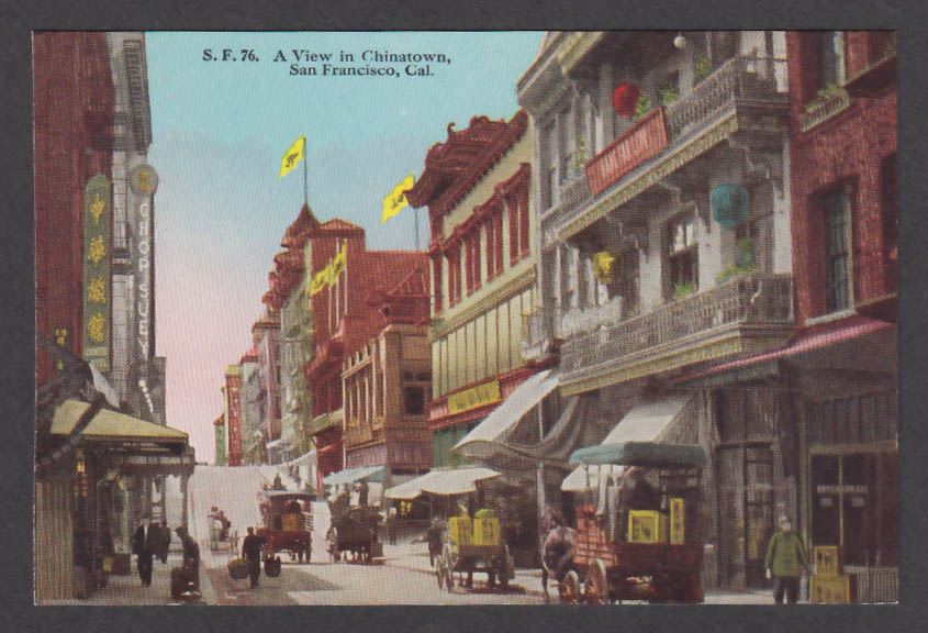 Chop Suey Hang Far Low A View in Chinatown San Francisco CA postcard 1924