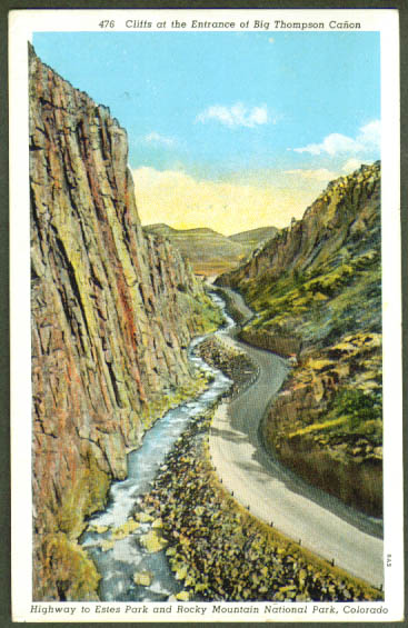 Road Big Thompson Canyon CO postcard 1939