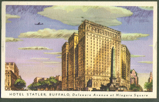 Hotel Statler Delaware Ave Niagara Square Buffalo NY postcard 1945