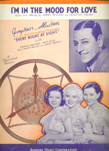 Original sheet music. George Raft, Alice Faye, Patsy Kelly, Frances 