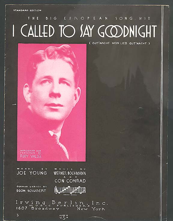 I Called To Say Goodnight sheet music 1932