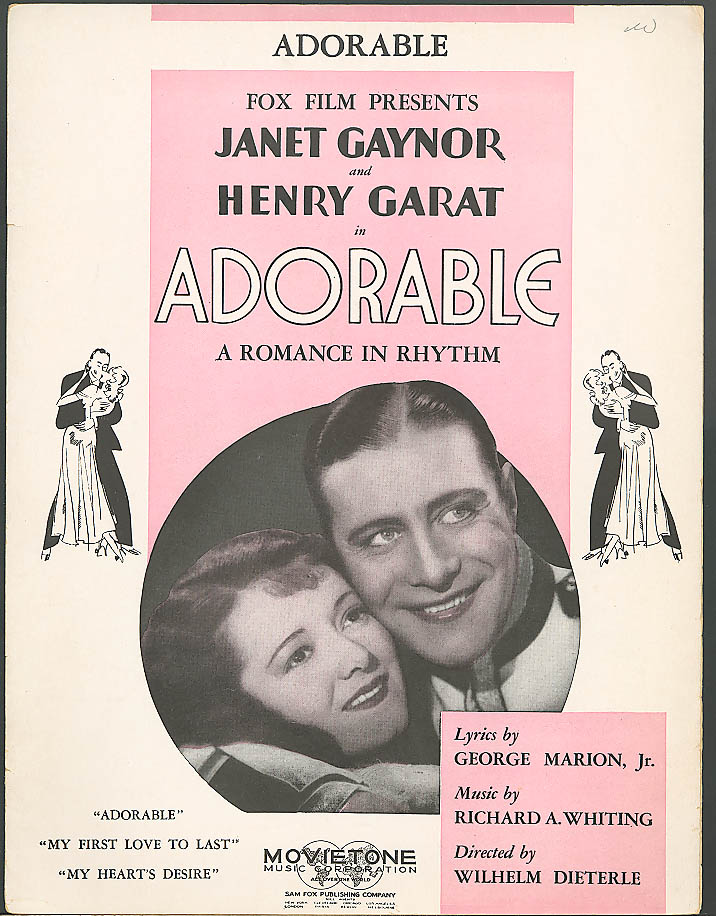 Adorable movie sheet music Janet Gaynor 1933