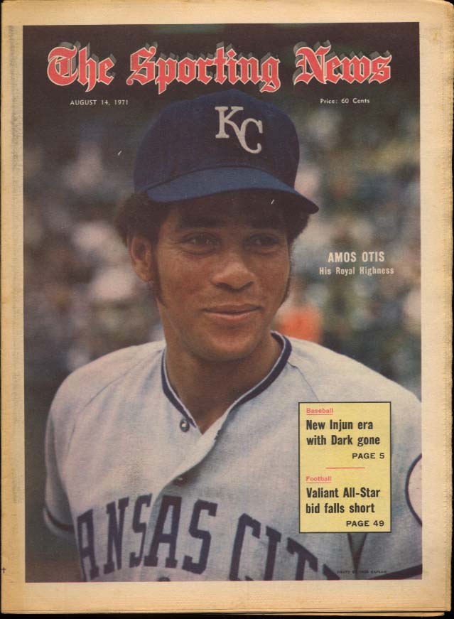 SPORTING NEWS 8/14 1971 Amos Otis Dick McAuliffe Dobson Kison Fergie ...