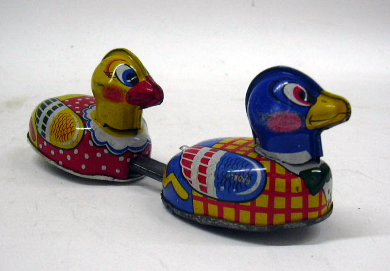 Two ducks friction-motor action toy Made in Japan ca 1950s